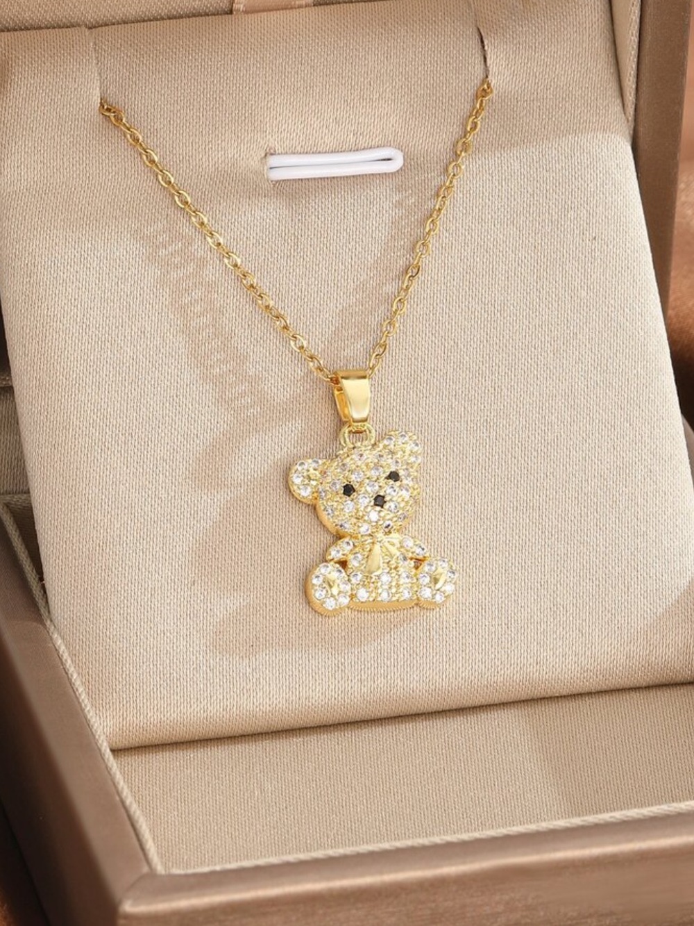 Gold Teddy Bear Pendant Necklace - Women Jewelry
